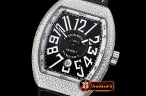 Franck Muller Vanguard Mens V45 Glacier Diams SS/LE/RU Blk ABF A2824
