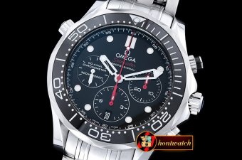 Omega Seamaster Chrono SS/SS Blk/Blk BP A7750
