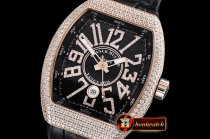 Franck Muller Vanguard Mens V45 Diams RG/LE/RU Black Diam ABF A2824