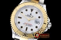 Replica Rolex YachtMaster YG/SS White/Blk BP MY9015 Mod3135