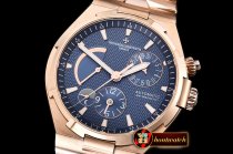 VACH. CONSTANTINE Overseas Dual Time Power Reserve RG/RG Blue TWA A1222