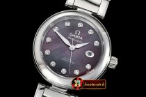 Omega Deville Ladymatic SS/SS Black MOP V6F Miyota 9105 Mod