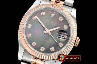 Rolex Datejust Man DJ 36mm Jub Flt RG/SS Black MOP Diams BP A313