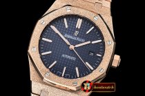 Audemars Piguet Royal Oak 15400 Frosted RG/RG Blue Asia 21J Mod 3120