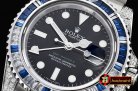 Rolex GMT II Blue/Wht Rubies SS/SS Blk BP A3186 Mod