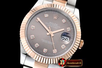 Rolex Datejust DJ2 41mm Oyt Flt RG/SS Grey/Diams BP Asia 2813