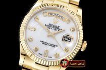 Rolex Daydate 36mm Flt YG/YG White MOP Diam BP Swiss 2836