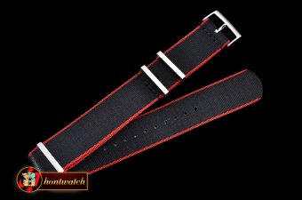 Rolex Black/Red 22mm Top Quality Nylon Strap