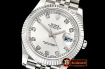 Rolex Datejust II 41mm Jub Flt SS/SS Silver Wht Diam Noob A3235