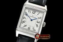 Jaeger Le Coultre JL Reverso Mens Diams SS/LE White/Num MY8215 Mod