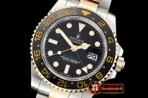Rolex GMT II Cer Bez 18K Wrp YG/SS Black Noob A3186 Mod