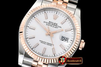 Rolex DateJust 36mm Jub Flt 904L RG/SS Wht/Stk GMF A2836