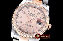 Rolex Datejust DJ 36mm Oyst Flt RG/SS Rose Stick BP A3135 Mod