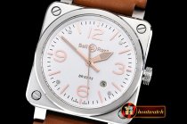 Replica BELL & ROSS BR03-92 SS/LE White/Rose Gold Miyota 9015
