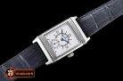 JAEGER LE COULTRE JL Reverso Automatic SS/LE White/Stk/Num Asia