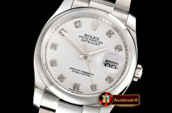 Rolex DateJust 36mm Oyst Dm 904L SS/SS Wht/Diam GMF SA3135