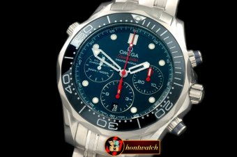 Replica Omega Seamaster Pro 300M Chrono SS/SS Blue A-7750