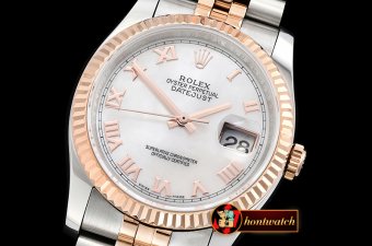 Rolex Datejust Man DJ 36mm Jub Flt RG/SS White MOP Roman BP A313