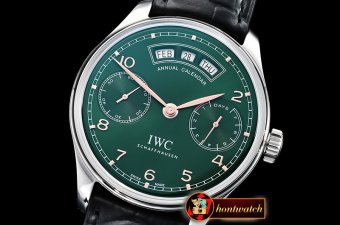 IWC Portugieser Annual Cal IW503502 SS/LE Grn YLF A52850
