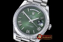 RDD0202E - DayDate 40mm SS/SS Green Roman Fluted Noob A3255 Mod
