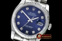 Rolex DateJust Jub Flt SS/SS Dark Blue Diam BP A3135 Mod