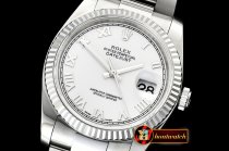 Rolex Datejust Man DJ 36mm Oyst Fluted SS/SS Wht Roman ARF A3135