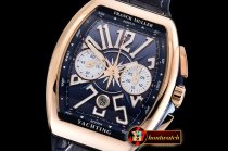Franck Muller Vanguard Chronograph 44mm RG/LE/RU Blue Asia 7750