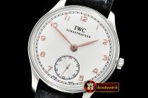 IWC Portuguese Hand-Wound Ref.IW5454 SS/LE Wht/Wht A6497