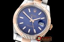 Rolex Datejust DJ2 41mm Oyt Flt RG/SS Blue/Stk BP Asia 2813