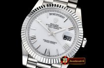 Rolex DayDate 40mm Flt SS/SS Pearl Wht Roman BP Swiss 2836