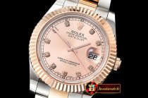 Rolex DJ2 41mm Oyst Flt RG/SS Rose Gold Diams BP A3136 Mod