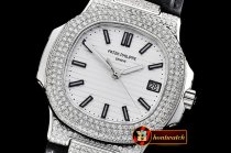 Patek Philippe Nautilus Mens 40mm Diams SS/LE White Sticks MY9015 Mod