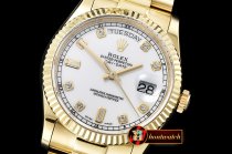 Rolex Daydate 36mm Flt YG/YG White Diam BP Swiss 2836