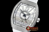 Franck Muller Vanguard Mens V45 Diams SS/LE/RU Silver Wht ABF A2824