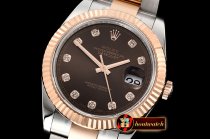 Rolex Datejust DJ2 41mm Oyst Flt 904L RG/SS Brwn/Diam ARF Asia 2824