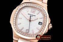 Patek Philippe Nautilus 7010 Ladies RG/RG Diams White - Swiss Qt