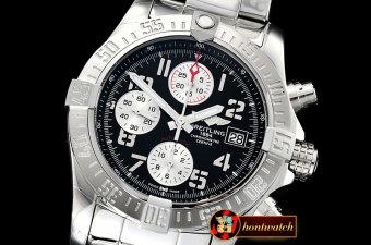Breitling Avenger II Chronograph 43mm SS/SS Blk/Wht GF A7750
