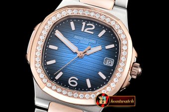 Patek Philippe Nautilus 7010 Ladies RG/SS Diams Blue - Swiss Qtz