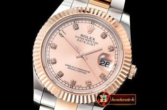 Rolex DJ2 41mm Oyst Flt RG/SS Rose Gold Diams BP A3136 Mod