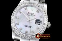 Replica Rolex DateJust Mens 36mm SS/SS Wht MOP Diam BP Asia 2836