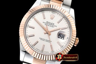 Rolex Datejust DJ2 41mm Oyt Flt RG/SS Silv/Stk BP Asia 2813