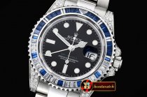 Rolex GMT II Blue/Wht Rubies SS/SS Blk BP A3186 Mod