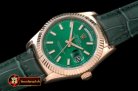 Replica Rolex DayDate Fluted Green RG/LE Asian 2836