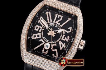 Franck Muller Vanguard Mens V45 Diams RG/LE/RU Black Diam ABF A2824