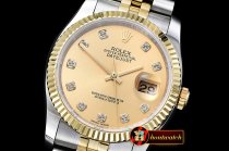 Rolex Datejust Man DJ 36mm Jub Flt YG/SS Gold Diams BP A3135 Mod