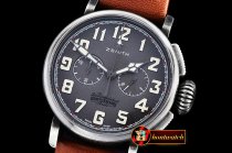 Zenith Heritage Pilot Ton-up Aged SS/LE Grey Ltd VK Quartz