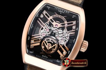 Franck Muller Vanguard Tourbillon Skeleton RG/LE/RU Bwn Asia 23J