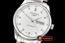 Longines Master Collection DayDate SS/SS LGF White/Diams A2836