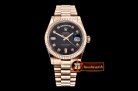 RDD0213A - Daydate 36mm Flt RG/RG Black Diam BP Swiss 2836