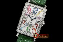 Franck Muller Long Island Ld 952QZ DIAM/SS/LE (Grn) Wht GF Swiss Qtz